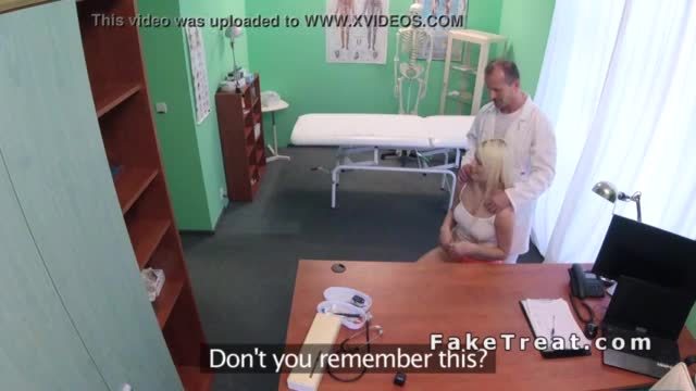 Doctor touches blonde before fucks her in fake hospital