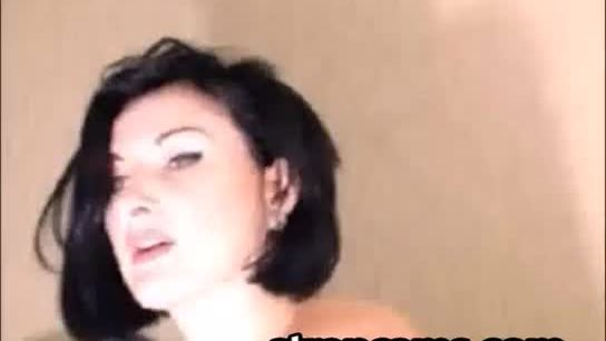Lesbian ebony with amazing tits double titfucking with sex toy on webcam