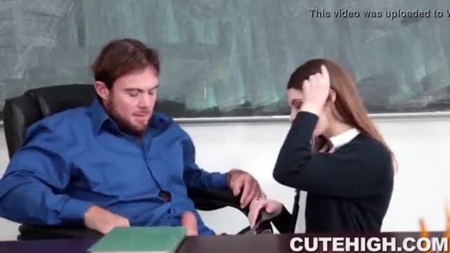 Horny schoolgirl finally gets her teacher attention