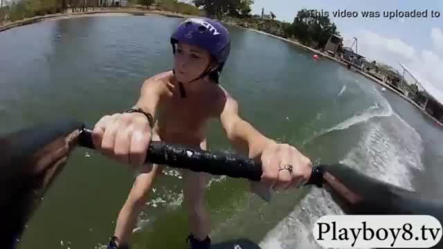 Big titted babes enjoyed wakeboarding