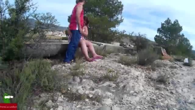 Horny little slut rides a cock in the middle of nowhere