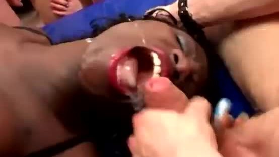 Horny african slut gets gang banged roughly