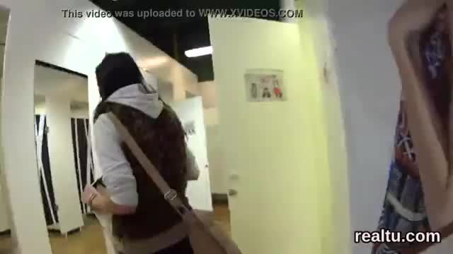 Cute czech girl drilled in malls toilet