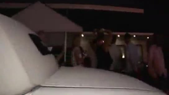 Wild girls flashing in a limo