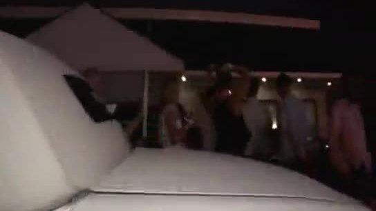 Wild girls flashing in a limo