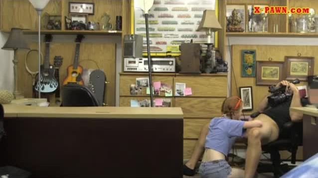 Redhead sweetie banged at the pawnshop